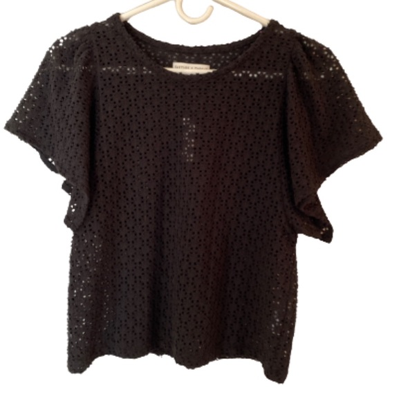 Madewell Texture & Thread Eyelet Flutter-Sleeve Top - S - Picture 3 of 8